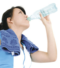 fitness girl drinking water