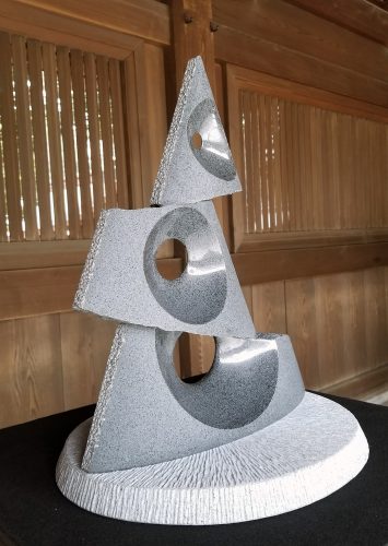 DROPS OF TIME / EGYPTO 2019 GREY GRANITE HEIGHT 20 IN SHOWN AT A MEIJI SHRINE TOKYO SPECIAL EXHIBITION 2020