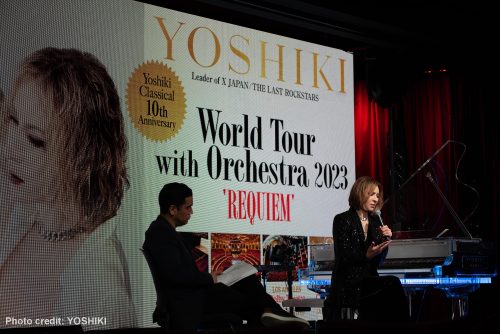 記者会見で、クラシカルワールドツアーを発表したYOSHIKI＝５月15日、ロサンゼルス（Photo credit: YOSHIKI）