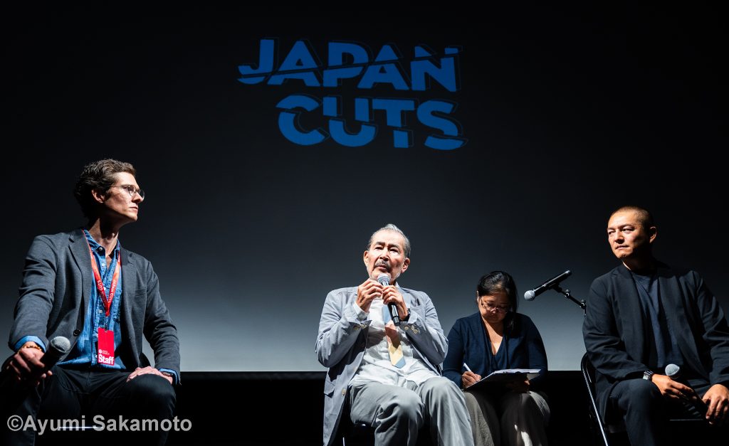 JAPAN CUTSの会場で語る藤竜也さん（©Ayumi Sakamoto）