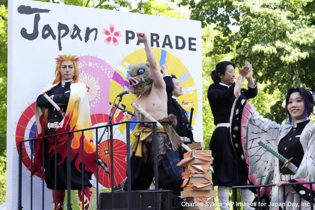 Demon Slayer rides in the 3rd annual Japan Day Parade on Saturday, May 11, 2024, in New York. (Charles Sykes/AP Images for Japan Day, Inc.)