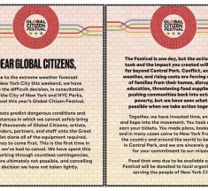 Global Citizen Festival、ノーイースター接近で中止